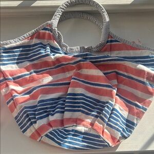 Roller Rabbit Pink and Blue Striped Tote